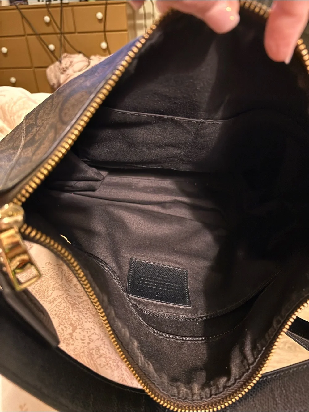 Coach Brown Signature Canvas Shoulder Bag with additional strap